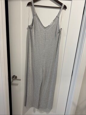 Caution To The Wind Gray and White Striped Jumpsuit- NEVER WORN